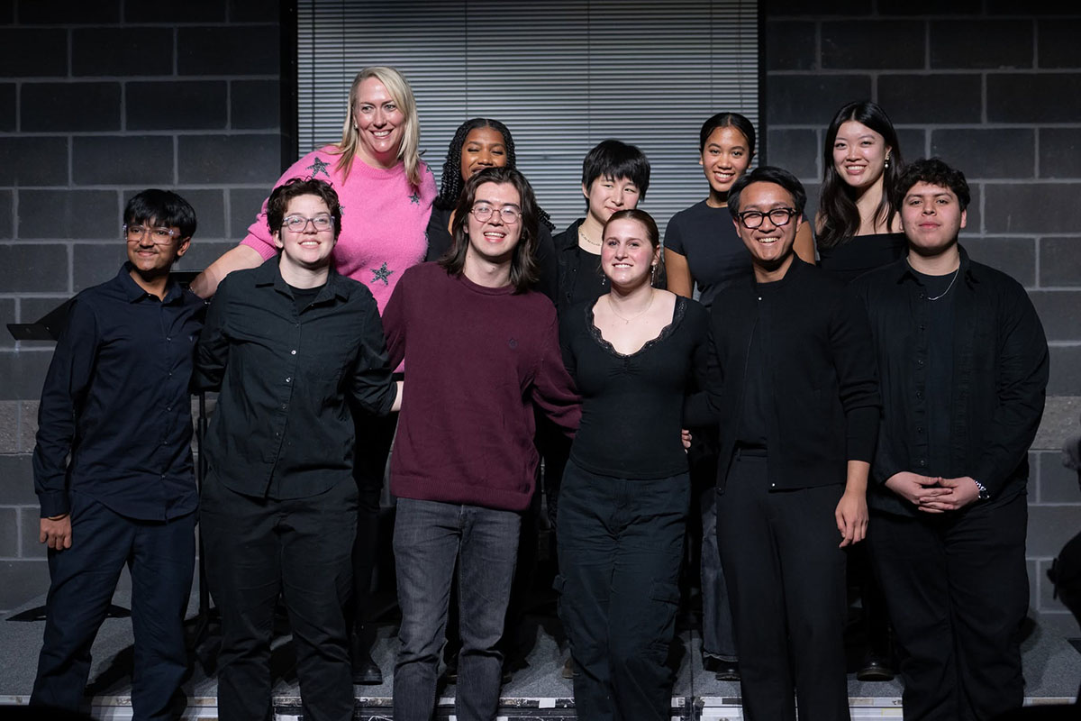 The Adaptions cast with playwright Aran Glynn and Director Beth Wynstra, Photo by Kyle Soule