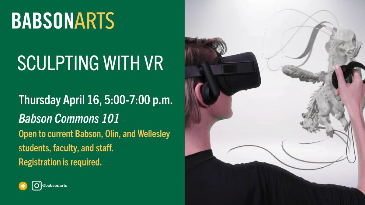 Visual Arts Workshop Sculpting with Virtual Reality VR a graphic advertising a visual arts workshop using virtual reality