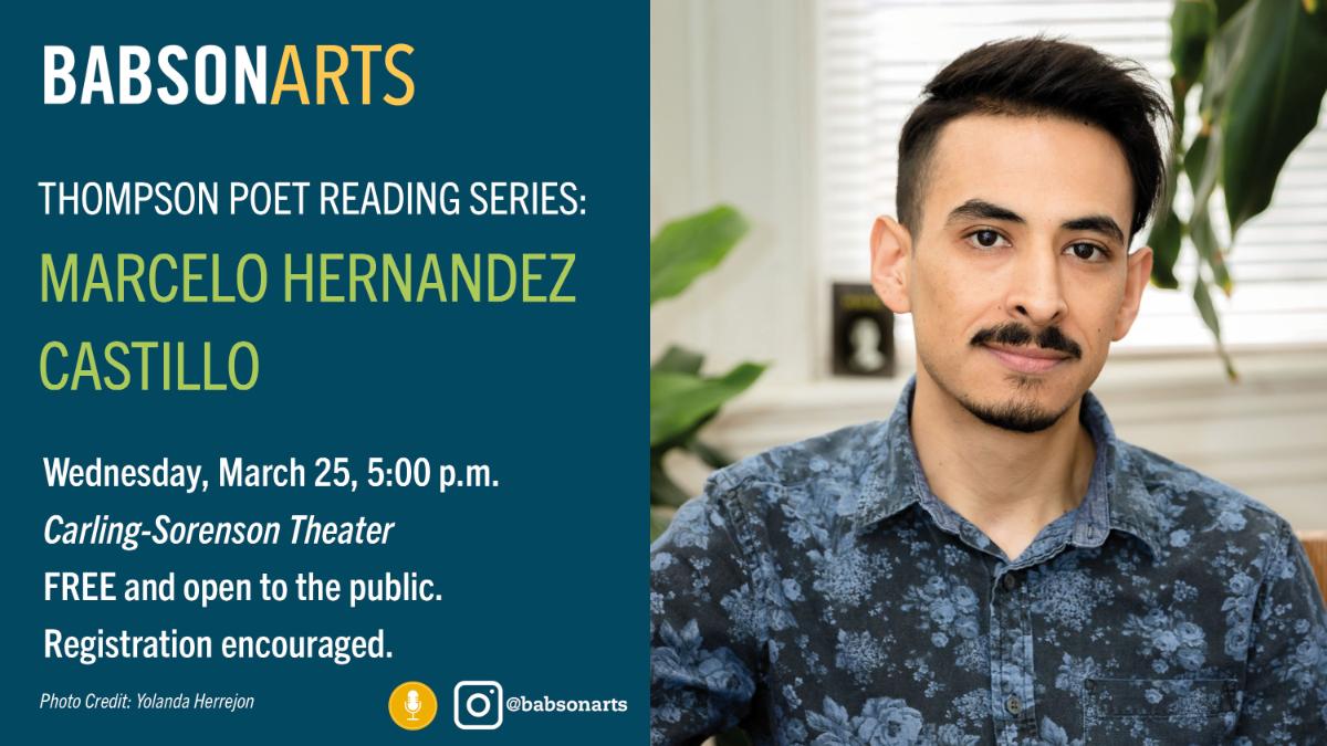 Thompson Poet Castillo Advertisement a graphic advertising a poetry speaking event