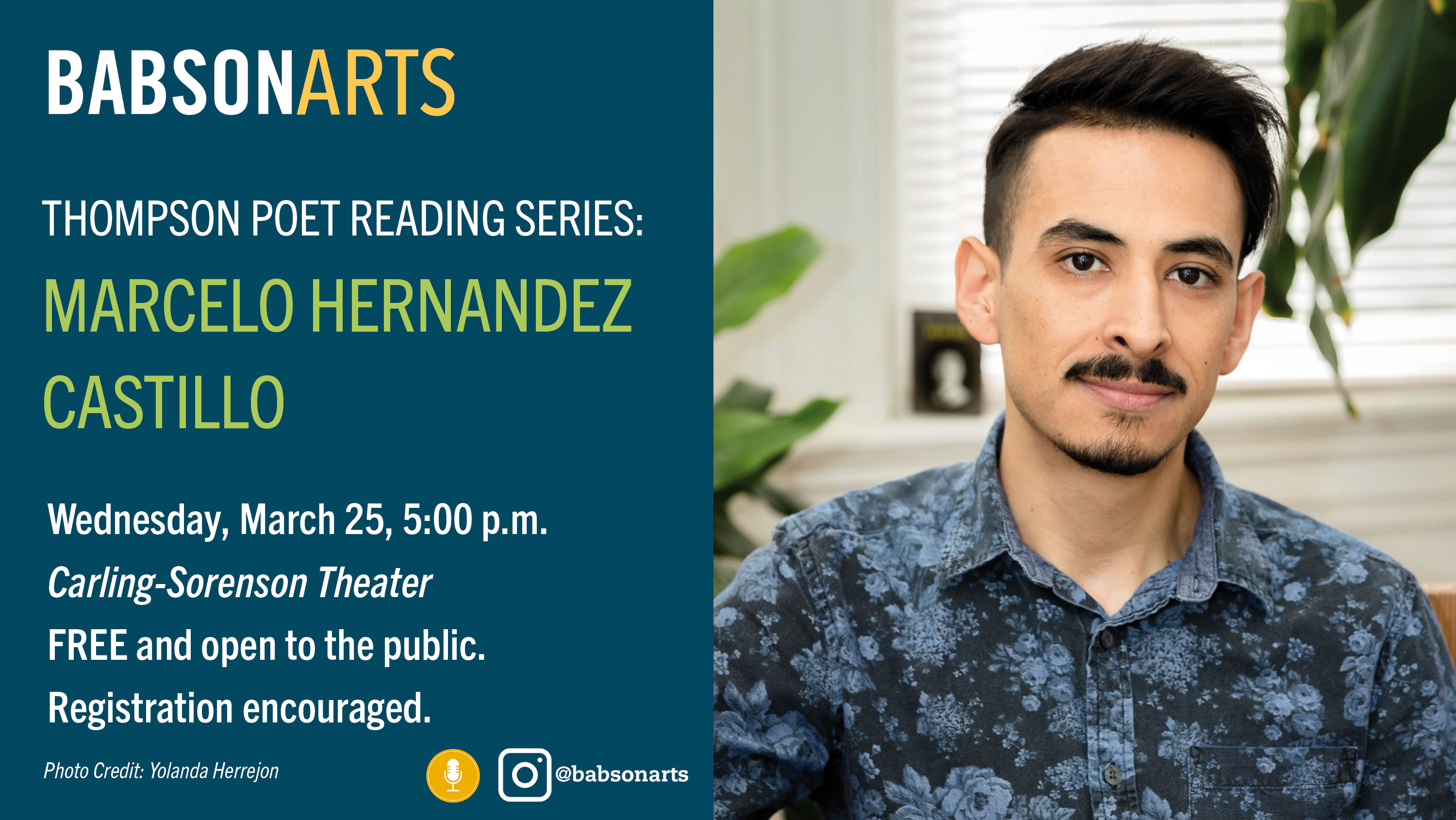 Thompson Poet Castillo Advertisement a graphic advertising a poetry speaking event