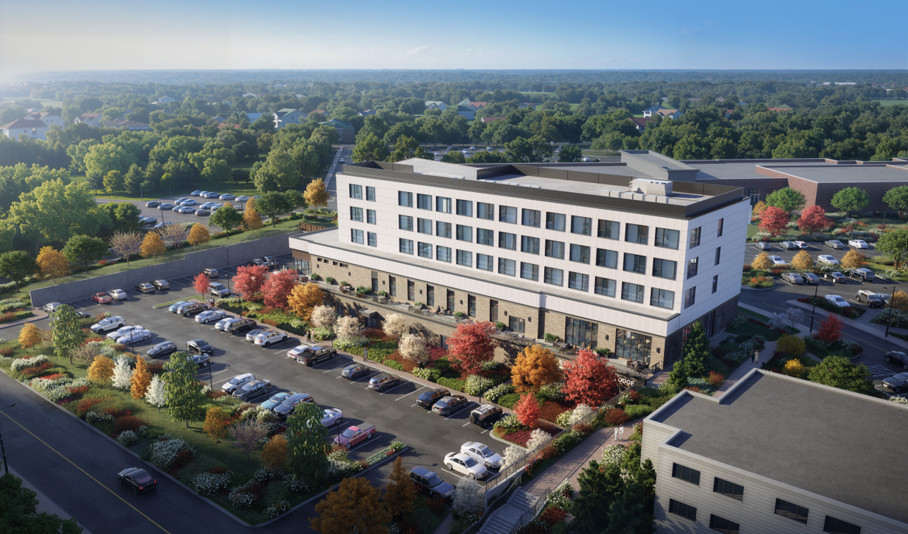 A rendering of the new executive lodge and conference center