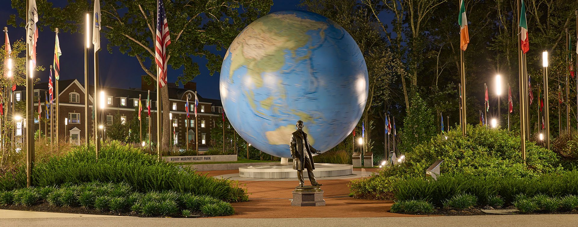 Globe and statue
