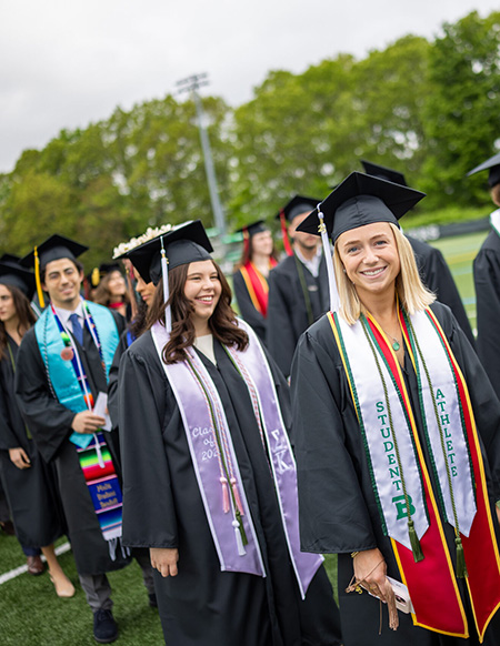 Students walking at commencement