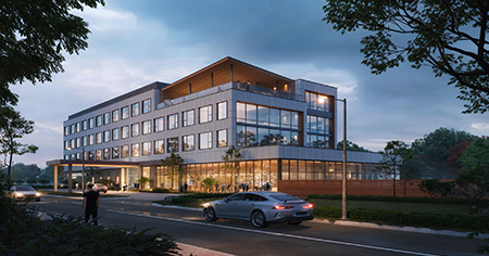 A rendering of the new exec lodge and conference center