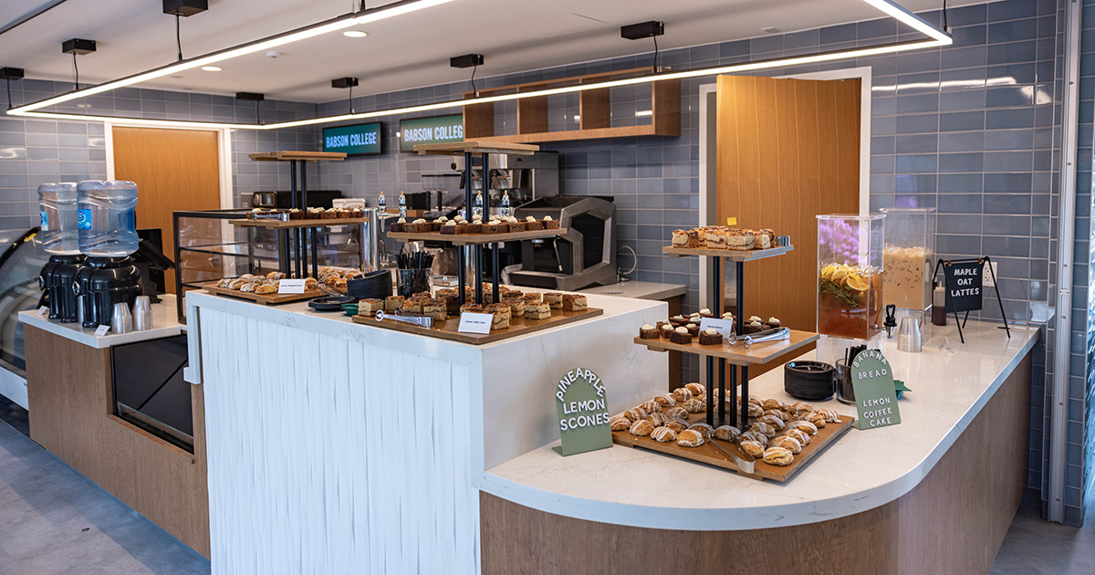 The counter of a cafe on campus