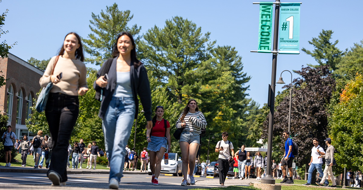 Students walking on campus