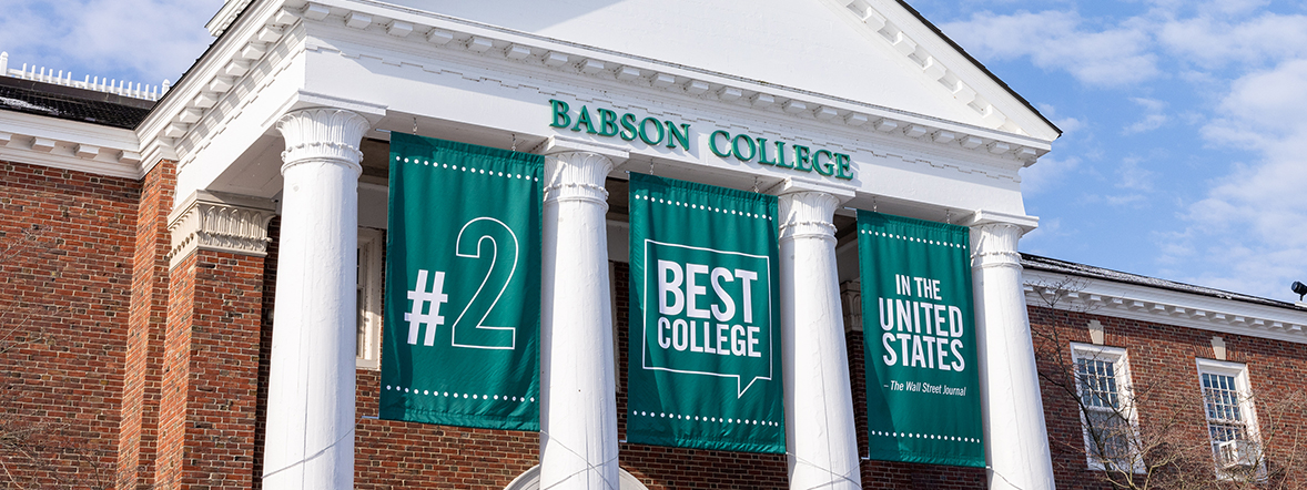 Banners showing the wall street journal No 2 ranking
